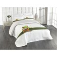 thumbnail image 2 of Ambesonne Animal Quilted Coverlet 3 Pcs, Tropic Wild Rainforest, King Size, Green White, 2 of 4