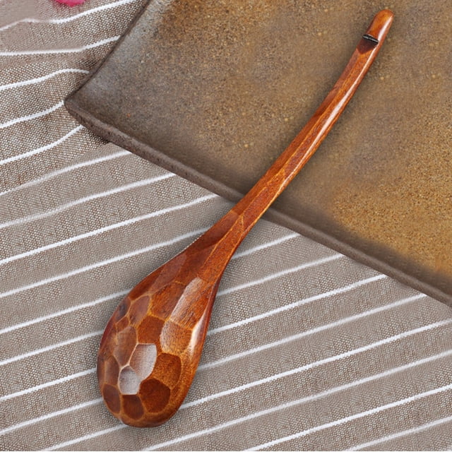 Agiferg Wooden Spoon Fork Bamboo Kitchen Cooking Utensil Tools Soup-Teaspoon Tableware