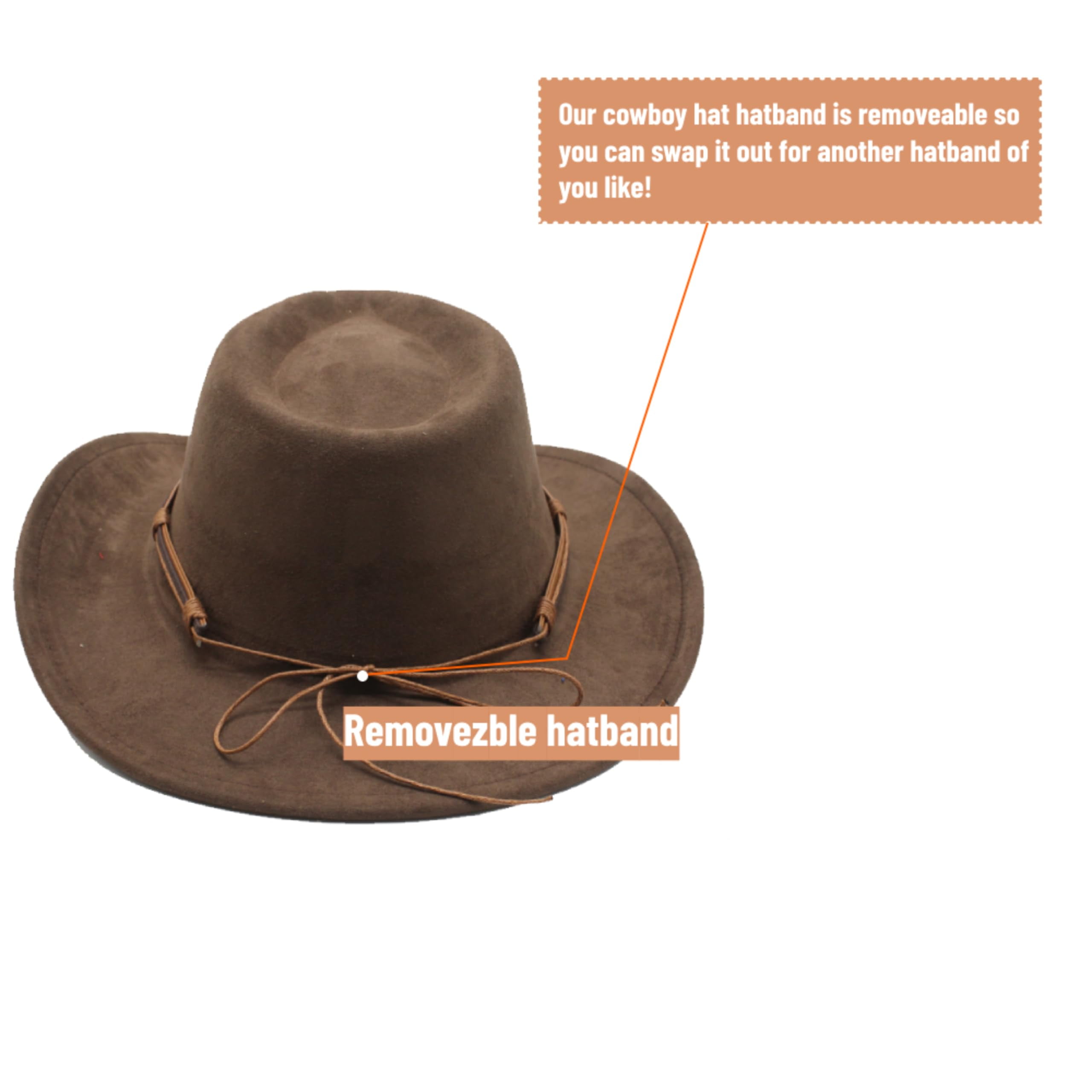 6599 Western Cowboy Hat For Women Men Classic Fedora Hats Wide Brim Suede Unisex Western Suede Cowboy Cowgirl Hat Classic Wide Brim  main image 3