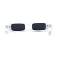 thumbnail image 4 of Womens Thin Narrow Rectangular Mod Sunglasses White Black, 4 of 4