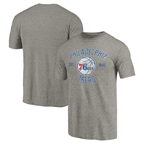 Men's Gray Philadelphia 76ers Team Heritage Tri-Blend T-Shirt