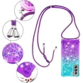 thumbnail image 5 of Samsung Galaxy S21 FE (Not S21) Case,Strap Crossbody Gradient Quicksand Bling Sparkle Flowing Liquid Floating with Neck Cord Lanyard Strap Cover for Samsung Galaxy S21 FE LSGS Bluish Violet, 5 of 14