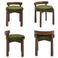 thumbnail image 4 of Guyou Wooden Vanity Chair, Modern Velvet Upholstered Small Ottoman Footstool, Lovely Round Makeup Stool for Bedroom Living Room Makeup Room, Green, 4 of 6