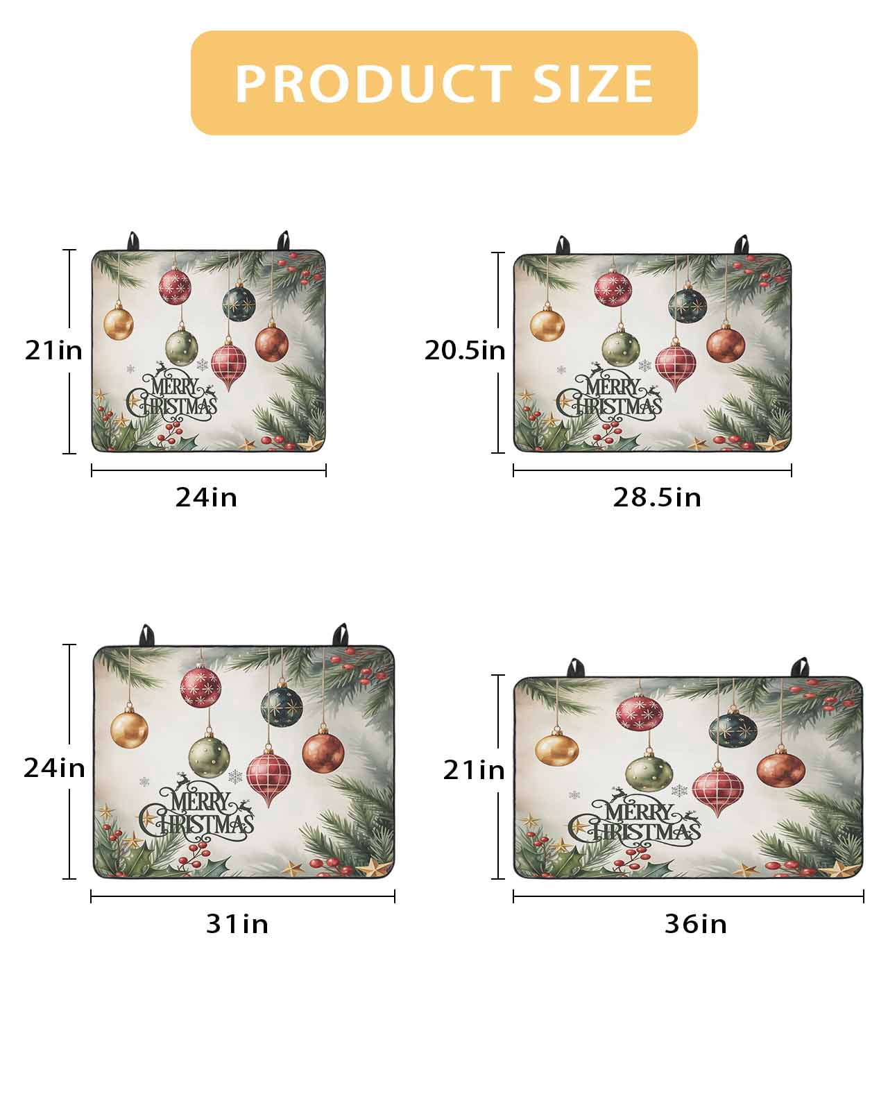 Large Induction Cooktop Protector Mat Christmas Stove Top Covers for Electric Stove, Winter Xmas Colorful Balls Pine Branches Decorative Stove Burner Cover Mats, Glass Top Stove Cover