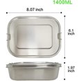 thumbnail image 2 of Leak Proof Stainless Steel Lunch Food Container, Large Bento Boxes Metal Lunch Box for Kids or Adults - Lockable Clips-Adjustable Divider included -Dishwasher Safe, BPA free (1400ML/47oz), 2 of 7
