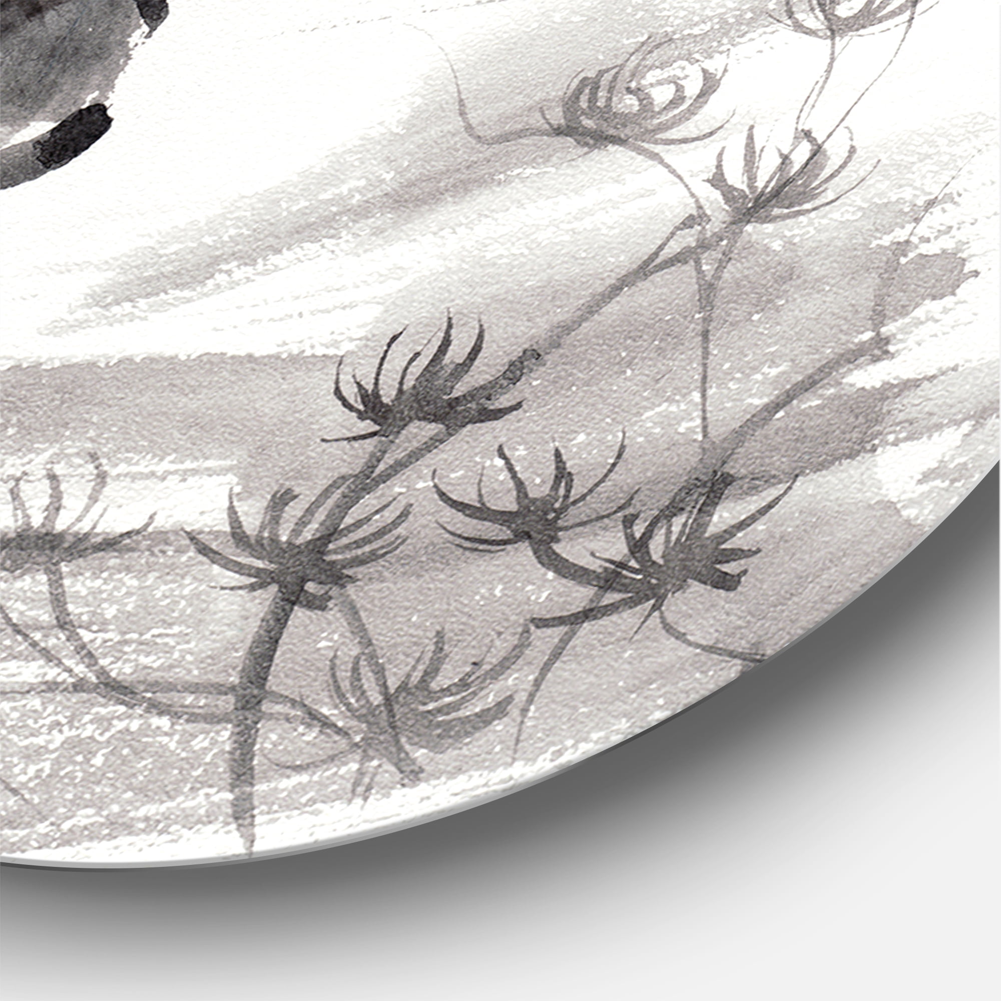 Designart 'Black and White Vintage Fish I' Nautical & Coastal Circle Metal Wall Art 23x23 - Disc of 23