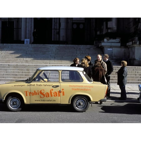 Group of People Talking Beside a Trabant Tour Car, Mitte, Berlin, Germany Print Wall Art By Richard