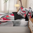 thumbnail image 5 of Homewish 3D Spiral Print Zipper Twin Comforter Sets with Fitted Sheet and 2 Pillowcases,Modern Aesthetic Zipper Bedding Set,Red,Black Reversible,4pcs, 5 of 8