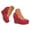 Red, variant on Wedges for Women Closed Round Toe Platform High Heel Wedge Pumps Suede Dress Shoes Slip on Work Sandals Size 7.5 Red