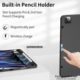 thumbnail image 3 of Soft TPU Tri-Fold Flip Cover for iPad Air 13" M2/M3/M4 / iPad Pro 12.9" 4/5/6 Gen, Slim Smart Case with Apple Pencil Slot Auto Sleep Wake, Black, 3 of 7
