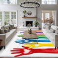 thumbnail image 3 of Cartoon Colorful Hands Large Area Rugs 6x9 ft Cute Watercolor Hands with Love Heart Washable Rug Non Slip Indoor Carpet Absorbent Floor Mat for Living Room Bedroom Dining Room, 3 of 9