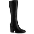 thumbnail image 1 of Unique Bargains Bottes Hauteur Genou à Bout Rond à Talon Bloc pour Femme Noir US 6, 1 of 7
