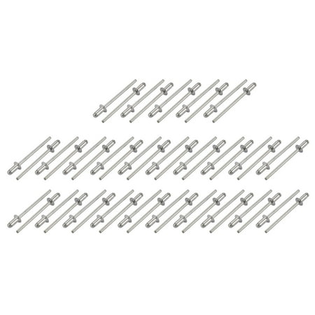 Countersunk Aluminum Rivet - Tasharina M3.2x6.4mm Aluminum Open End Countersunk Head Blind Rivets Silver Tone 50 Pcs