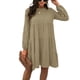 thumbnail image 2 of Vestido De Mujer, Vestido Midi De Poliéster Con Cuello Redondo De Color Puro Para Lavar A Máquina Para El Hogar, 2 of 6