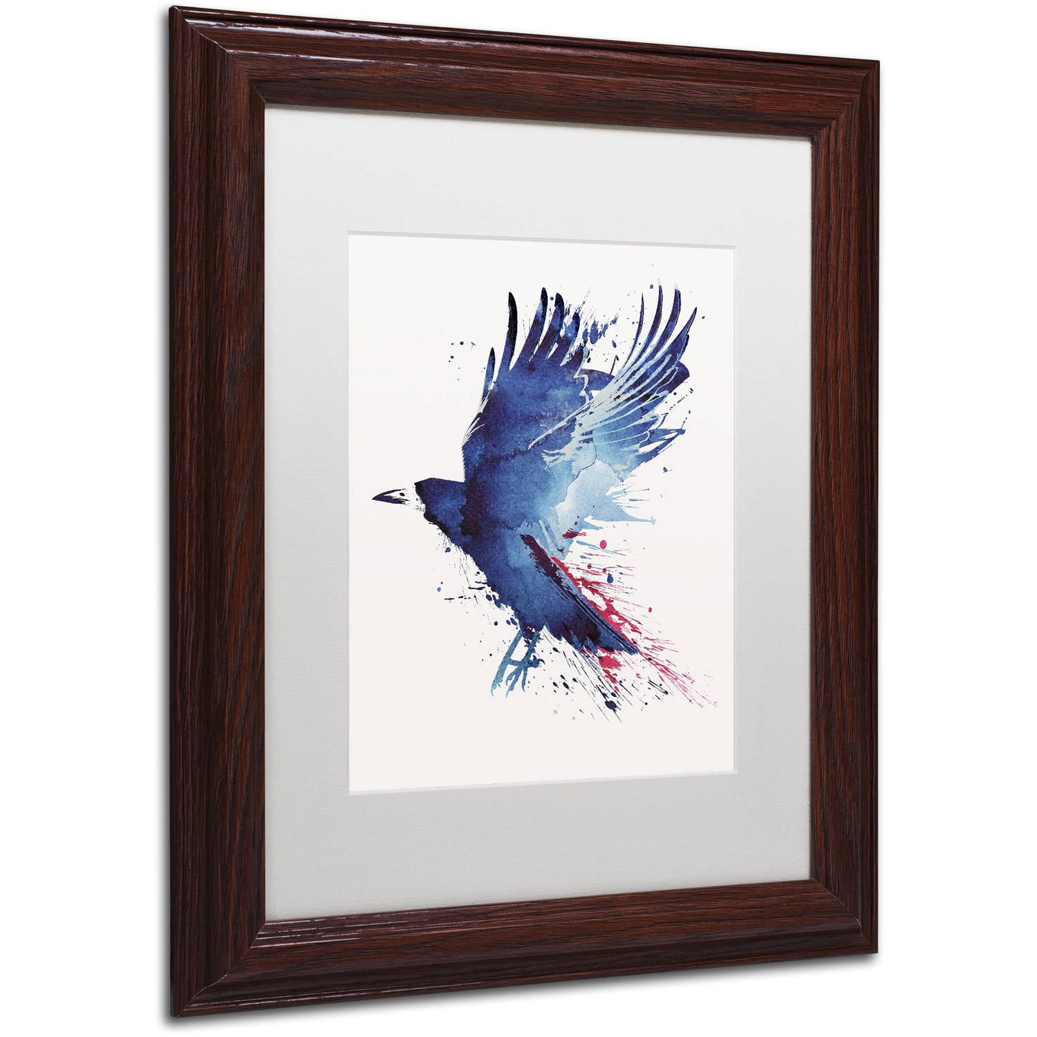 Trademark Fine Art 'Bloody Crow' Canvas Art by Robert Farkas, White Matte, Wood Frame