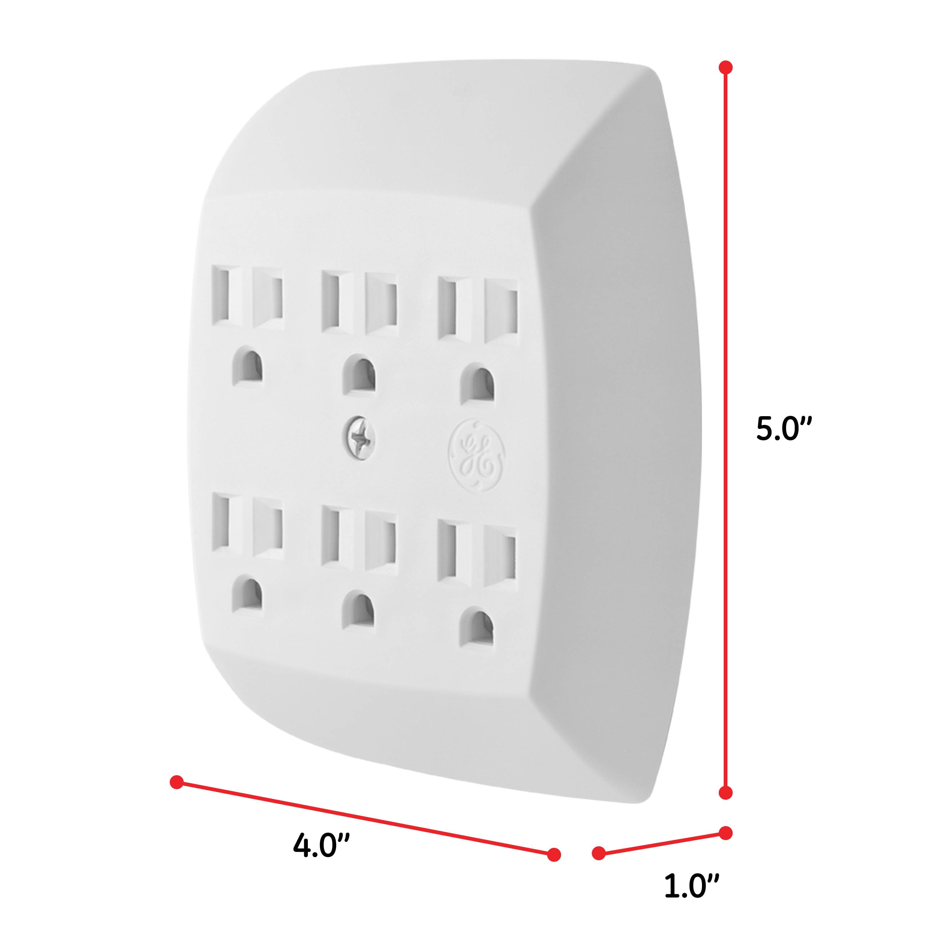 GE 6 Ac Grounded Tap Outlet, White, 2 Pack, 46852