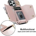 thumbnail image 4 of for iPhone 13 Pro Case Wallet with Strap for Women,Crossbody Lanyard and Wristlet Strap,Zipper Pocket,Credit Card Holder,Ring Stand,RFID Blocking Phone Wallet Cases(6.1 inch,Pink), 4 of 18
