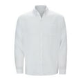 thumbnail image 3 of Mens Shirts Linen Ultrathin Casual Button Down Long Sleeve Beach Hawaiianss Men's Dress Shirts, 3 of 7