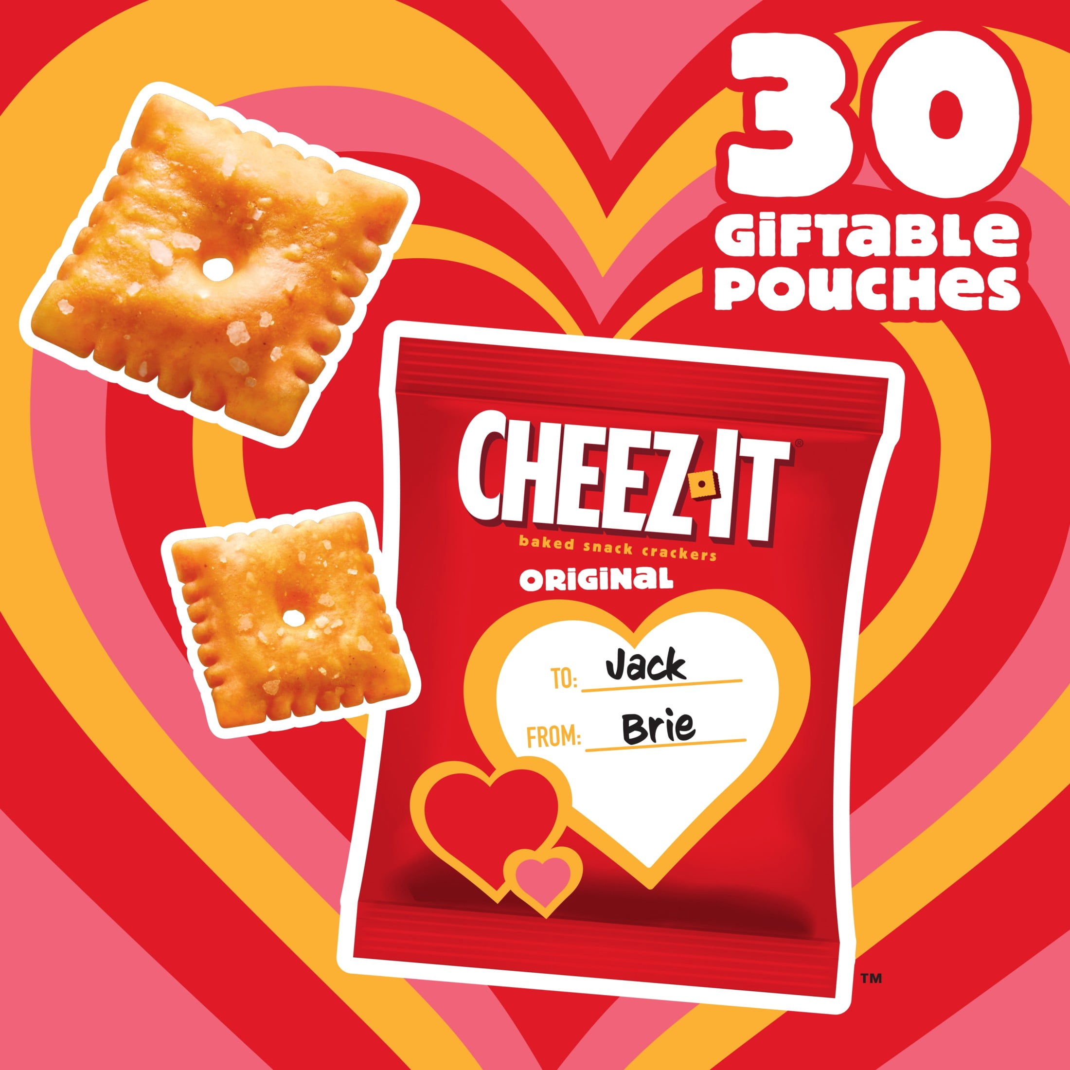 Cheez-It Original Baked Snack Crackers, Valentine's Day Snacks, 30 Count