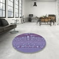 thumbnail image 3 of Ahgly Company Indoor Round Patterned Purple Mimosa Purple Area Rugs, 6' Round, 3 of 6