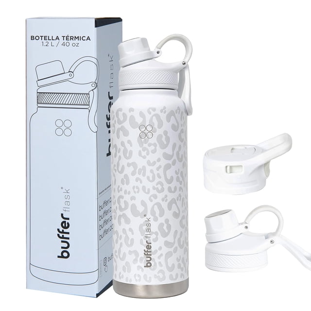 BUFFER FLASK Termo de Acero Inoxidable 1200ml – Botella Térmica Antigoteo y Hermética – Termo Acero para Agua Fría 24h y Caliente 12h – T