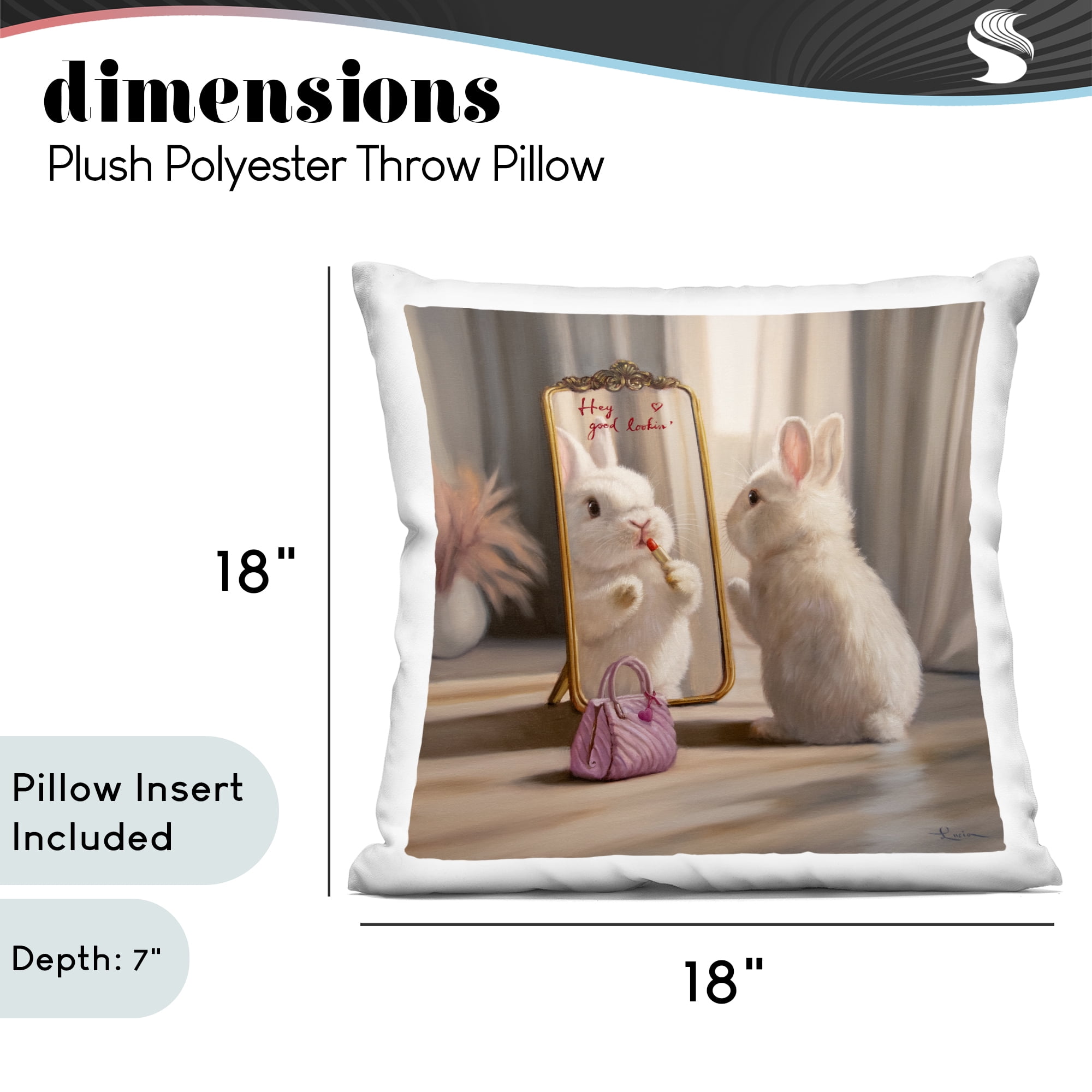 Stupell Industries Final Touch Makeup Bunny Decorative Printed Throw Pillow, design by Lucia Heffernan