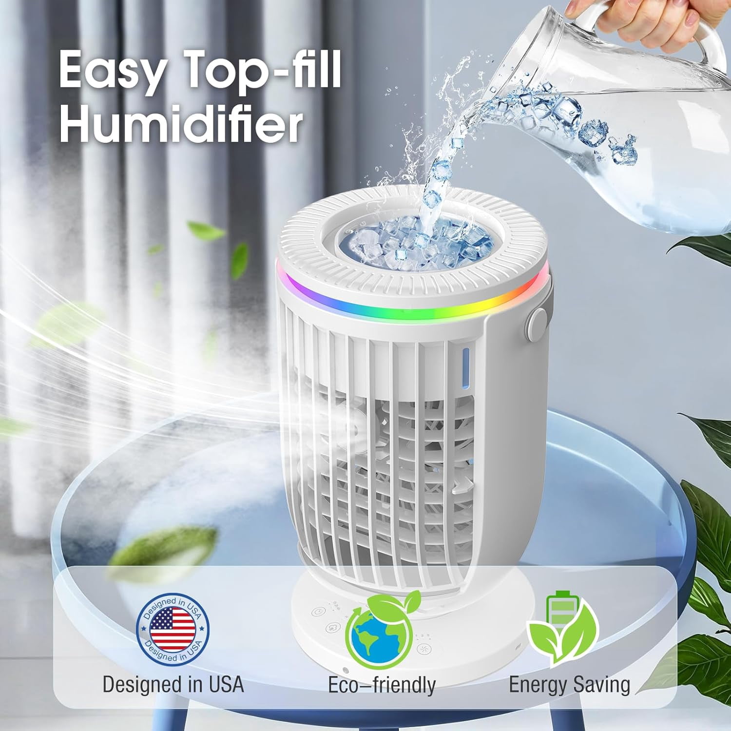 Humidifiers for Bedroom,with Large Tank, Easy to Clean & Fill,Ultra-Quiet (30dB) Supersized Cool Mist Air Humidifier for Baby Nursery, Plants, Office, 7-Color Ambient Nightlight