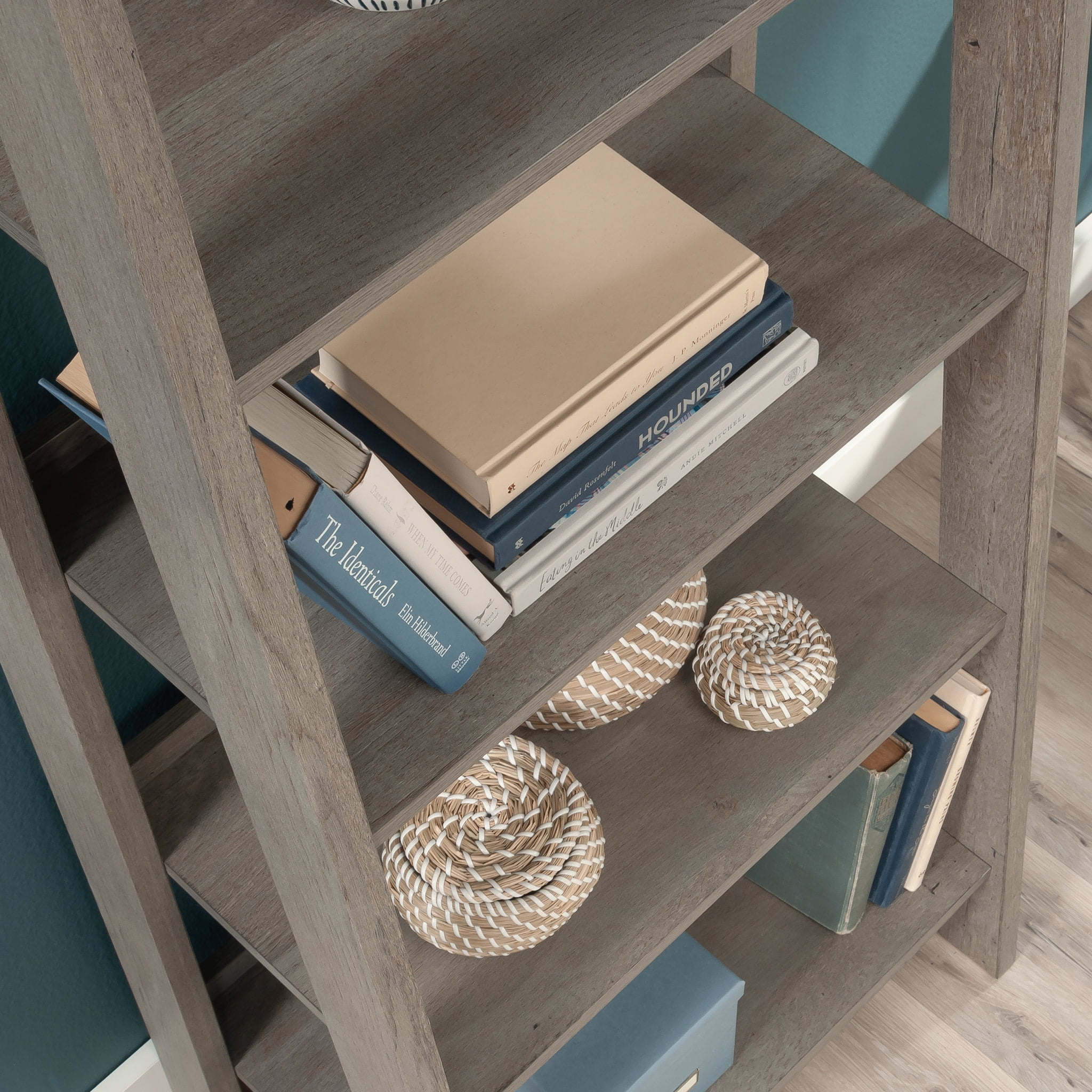 Sauder Trestle 5-Shelf Open Display Bookcase, Mystic Oak Finish