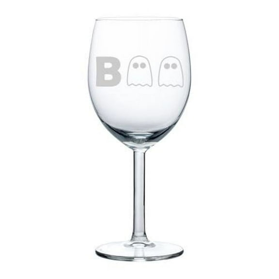Wine Glass Goblet Gift Boo Ghost Halloween (10 oz)
