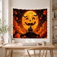 thumbnail image 5 of Jack O Lantern Moon with Crooked Mansion and Bats, Dramatic Gothic Style for Gothic Decor Fans, Haunted Wall Art Halloween Gift, Tapestry Wall Hanging for Bedroom and Dorm, 5 of 7