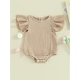 thumbnail image 2 of Argulvti Infant Baby Girls Summer Leisure Rompers Solid Color Round Neck Fly Sleeve Cotton Bodysuits, 2 of 8