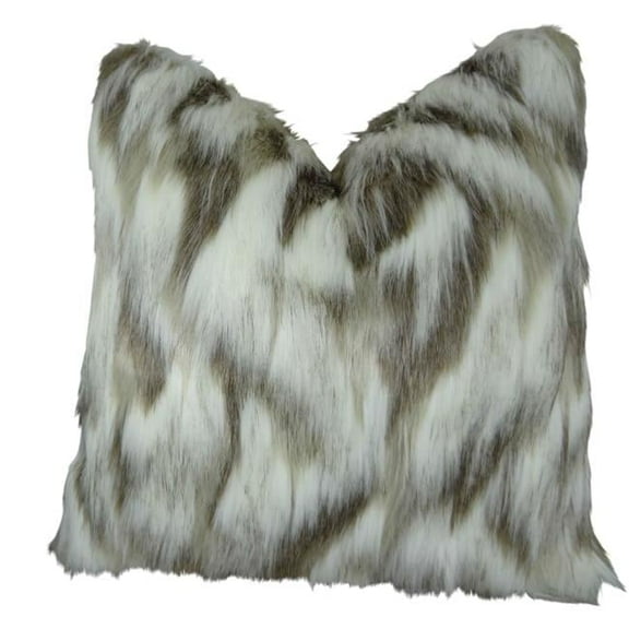 Tibet Faux Fox Handmade Throw Pillow - Ivory & Beige - 22 x 22 in.
