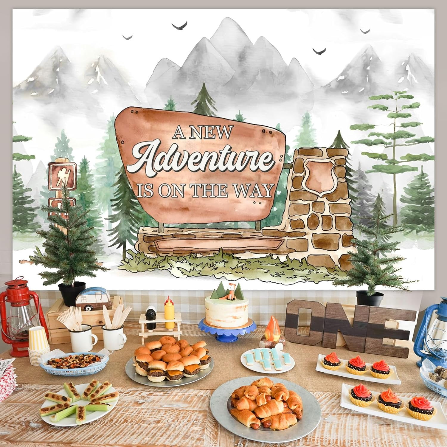 Nature Themed Baby Shower Decorations Adventure Baby Shower Backdrop Banner a New Adventure is On The Way Baby Shower Decorations for Photography Background