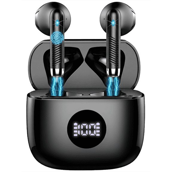 Wireless Earbuds, Bluetooth 5.4 Earphone Sport, ENC Noise Cancelling Mic, 40H Playtime IPX7 Waterproof Headphone with LED Display for iOS Android Cellphone
