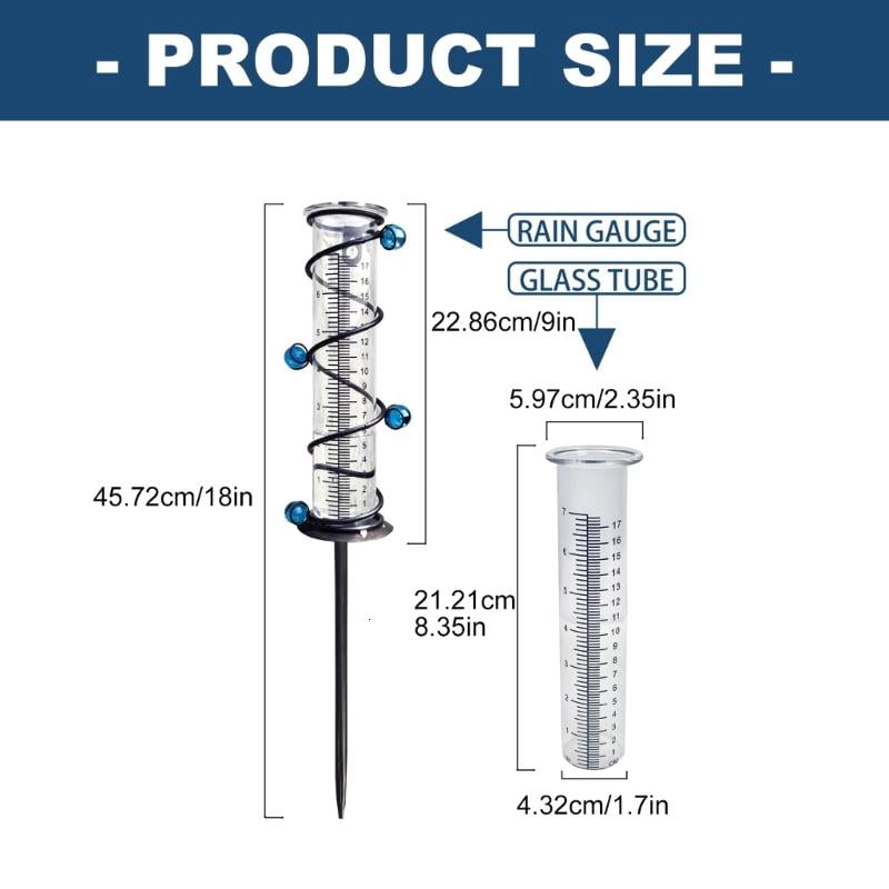 ANXPTIME Metal Frame Rain Measuring Device With Scale Marking For Patios and Backya