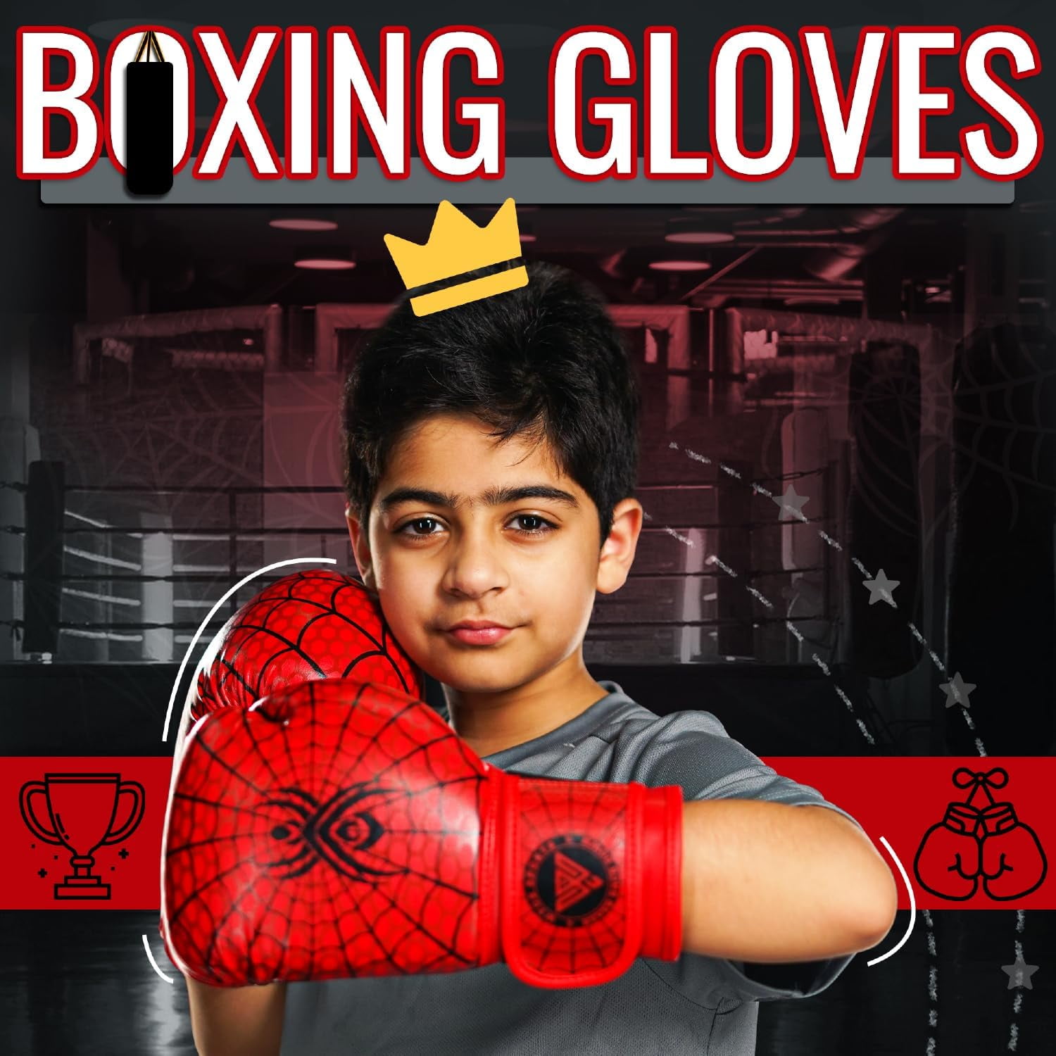 WYOX 4oz Kids Boxing Gloves – Spyder | Training, Punching Bag, Muay Thai, Kickboxing, MMA Equipment| Strength