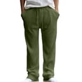 thumbnail image 2 of Blmnix Low Rise Men's Pants Comfy Pants Corduroy Pants Baggy Palazzo Pant Green Straight-Leg Long Summer Pants,M, 2 of 9