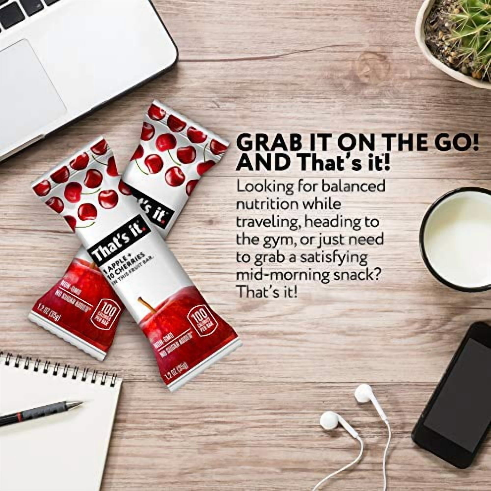 That's it. Apple + Cherry 100% Natural Real Fruit Bar, Best High Fiber Vegan, Gluten Free Healthy Snack, Paleo for Children & Adults, Non GMO No Sugar Added, No Preservatives Energy Food (12 Pack)