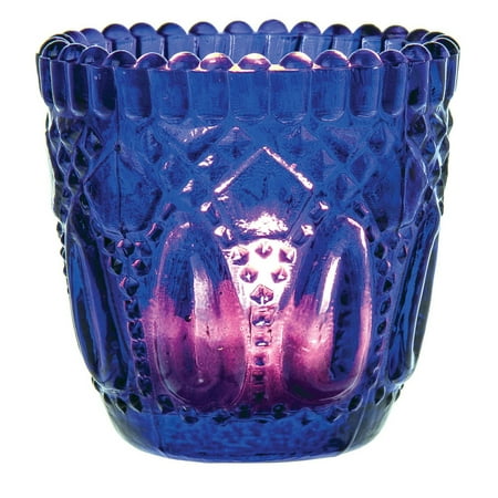 - Vintage Glass Candle Holder (2.75-Inch, Lillian Design, Cobalt Blue) - For Use with Tea Lights - For Home Decor, Parties, and Wedding Decorations