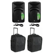 2 Mackie SRM450V3 SRM450-V3 1000w 12" Powered PA DJ Speakers+Rolling Travel Bags