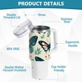 thumbnail image 4 of Butterflies Leaves Green 40 oz Tumbler with Handle Insulated&nbsp;Travel Mug&nbsp;Lid Straw Leak Proof Steel Vacuum Water Bottles Glasses Fits in Car Cup Holder, 4 of 7
