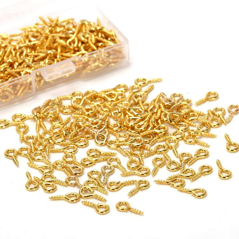 Grevosea 300 Pieces Small Screw Eye Pins, Mini Stainless Steel Eye Pins  Hooks Eyelets Screw Threaded Gold Threaded Eye Pins for Jewellery Making  DIY Craft Hanging Ornament (3 Different Sizes)