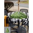 thumbnail image 4 of Outdoor Tablecloth with Umbrella Hole and Zipper, Christmas Tree Square Table Cloth 54x54 Inch Waterproof Tablecloth, White Black Plaid Farmhouse Xmas Holiday Picnic Table Cover for Patio Camping, 4 of 7