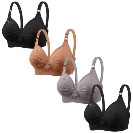 Lisbinx Bras for Women Full Coverage 4PC Woman s Printing Gathered Together Large Size Daily Bra Underwear No Rims Deals of the Day Clearance Prime