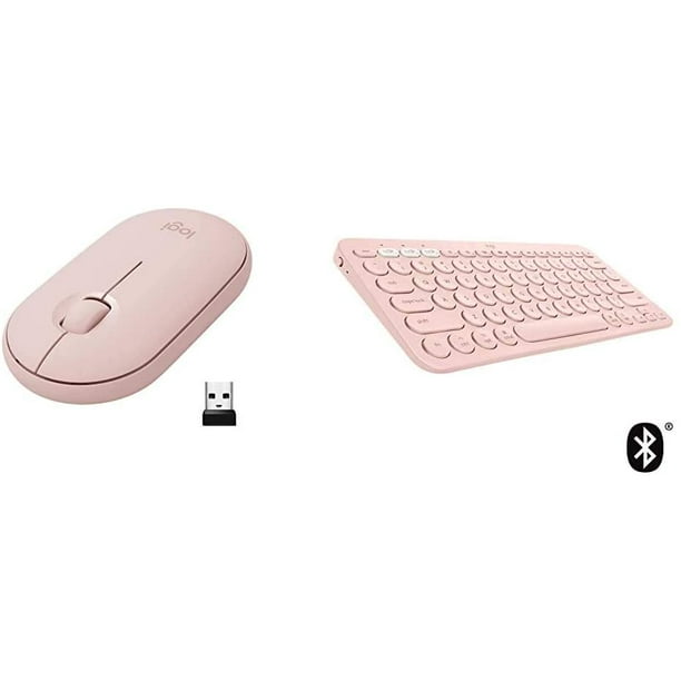 Logitech Pebble M350 Wireless Mouse With Bluetooth Or Usb Pink Rose And Logitech K380 Multi Device Wireless Bluetooth Keyboard For Mac Rose Walmart Com Walmart Com