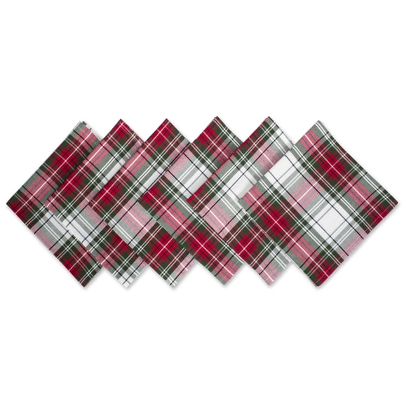 DII Christmas Plaid 100% Cotton Oversized Napkin for Holidays, Family Gatherings, & Christmas Dinner - Set of 6 (20x20")