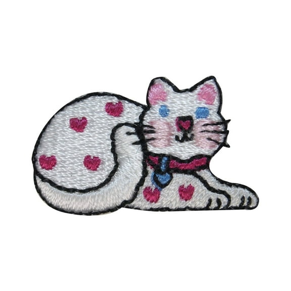 Cool-Patches Cute White Spotted Cat Embroidered Iron-On Patch