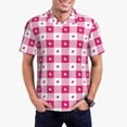 thumbnail image 1 of Balery Plaid Heart Camisa Polo de Hombre con Estampado, de Manga Corta y Tejido Medio, Camisa Tipo Golf Polo-Large, 1 of 6