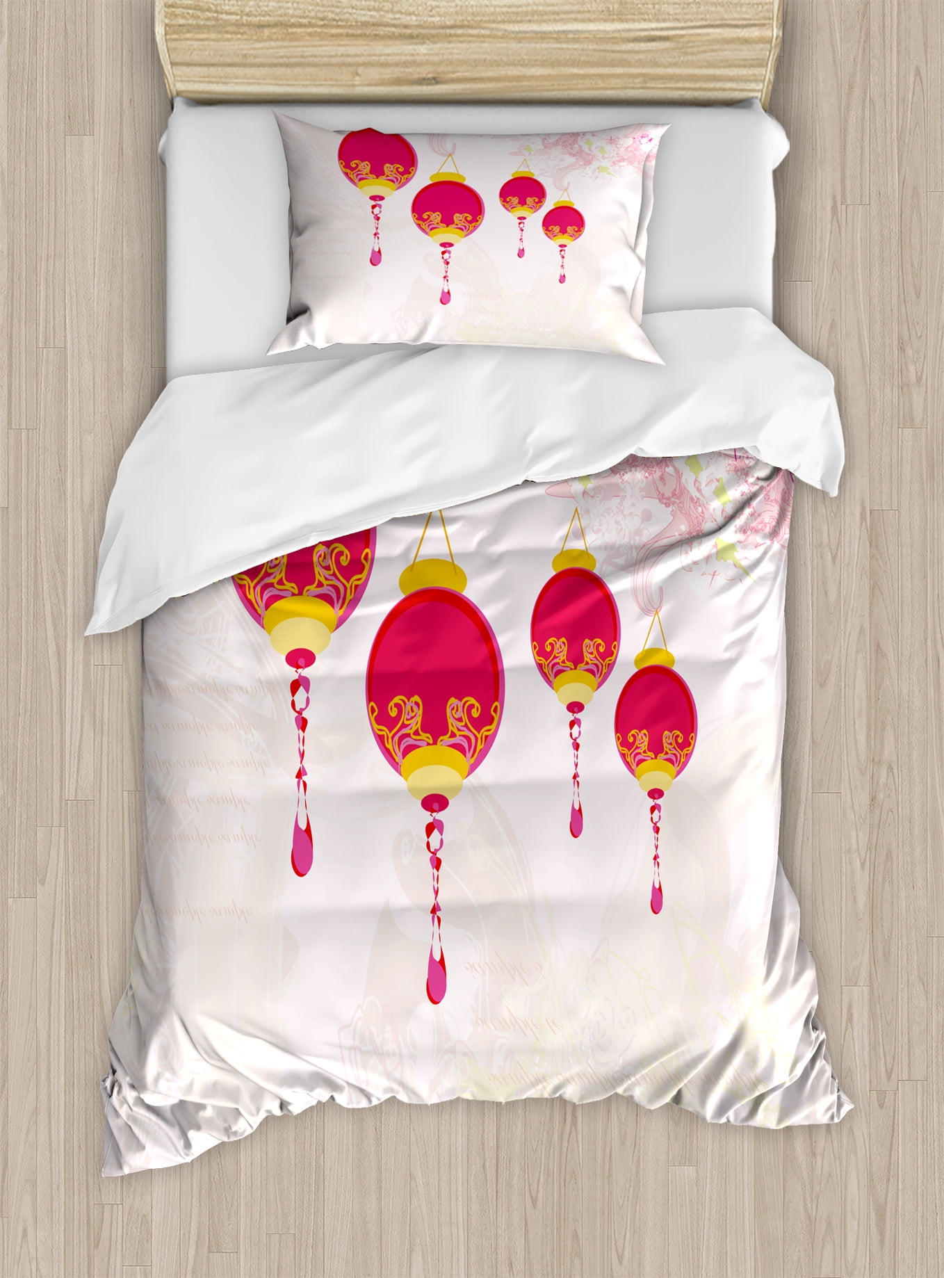 Lantern Duvet Cover Set New Year Of Chinese Calendar Celebrations Eastern Imagery Abstract Asian Art Decorative Bedding With Pillow Shams Hot