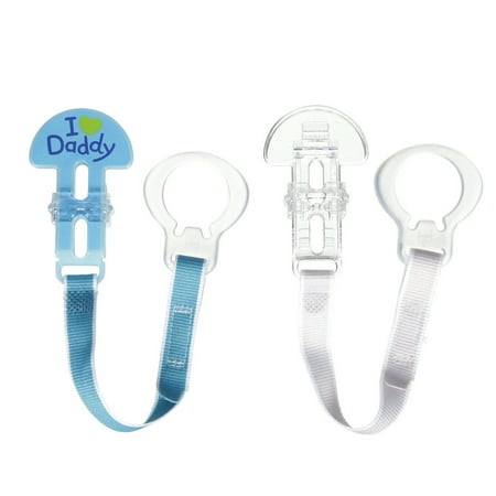 MAM Pacifier Clips, Baby Pacifier Clip, ?I Love Daddy? Design Collection Pacifier Clip, Boy, 2-Count